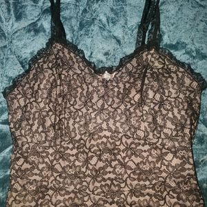 Antique/Vintage Black Lace Slip/Dress with Lavender Underslip